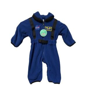 Cuddle Club NASA Astronaut Baby Costume Blue Fleece Jumpsuit 3-6 Months NEW
